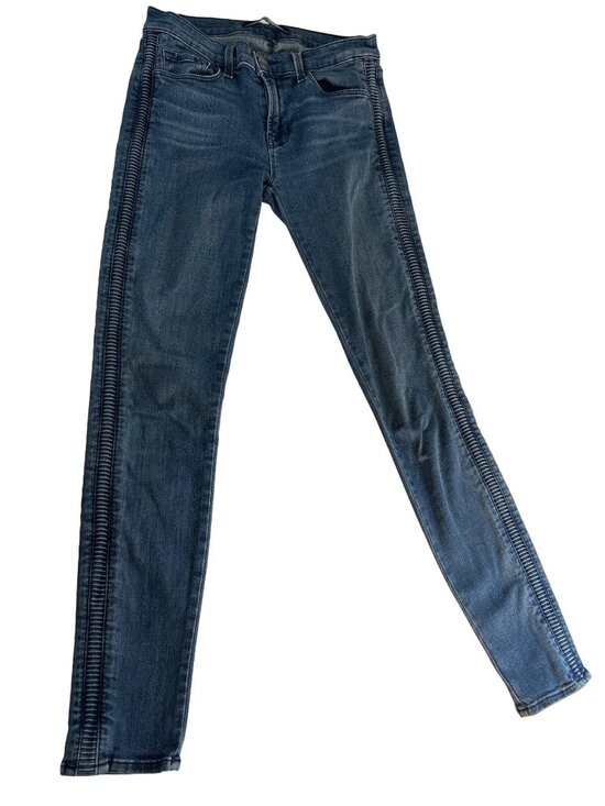 J Brand Denim - J Brand Liberty Womens Jeans Skinny Med Wash Blue Whiskering 5 Pocket Size 27